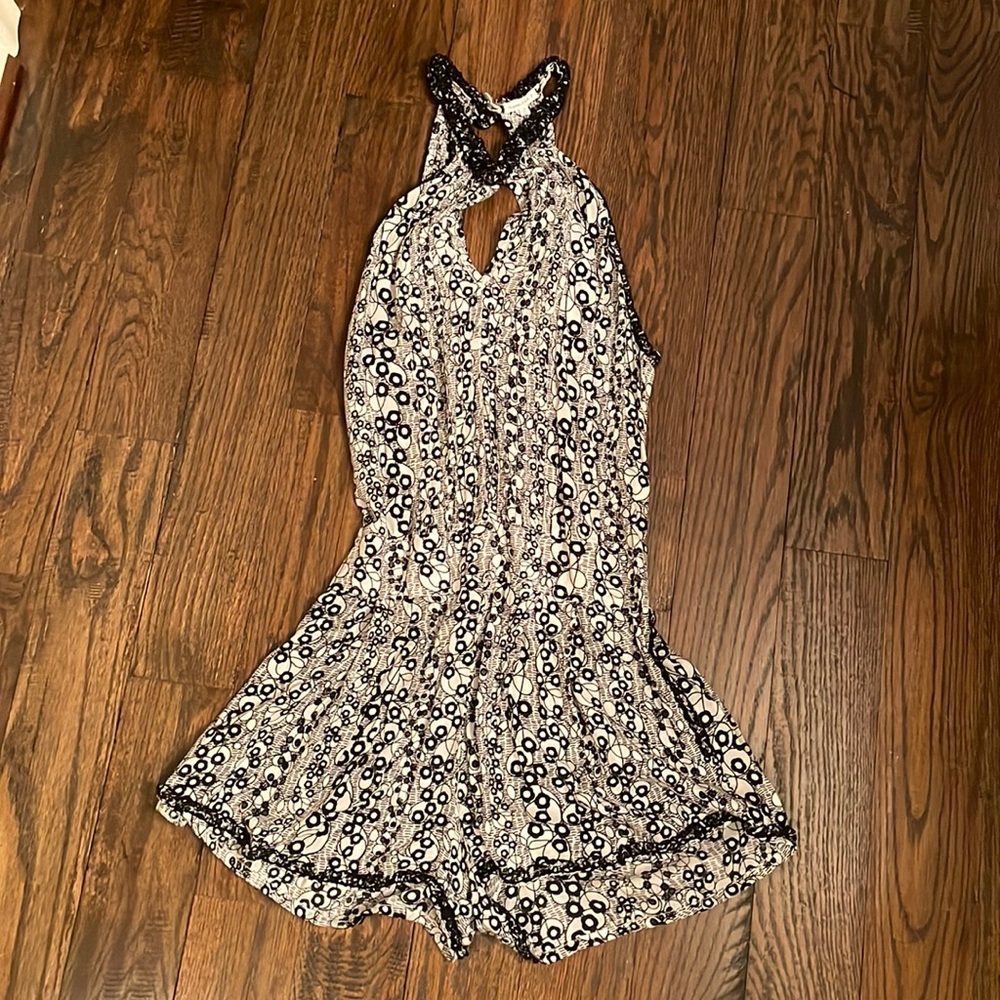 black and white poupette st. barth floral romper